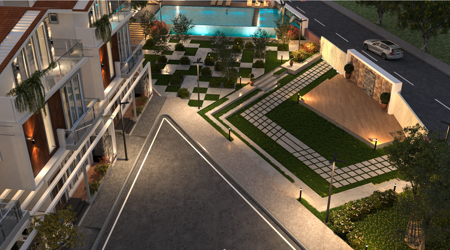 Ariel View of Amphitheatre at Sowparnika Life On The Green - 5 BHK Villas in Sarjapura-Attibele Road
